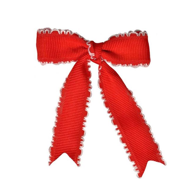 Red and White Laced Christmas Bow