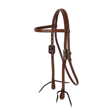 Showman Oiled Harness Leather Browband Headstall - Engraved Buckles