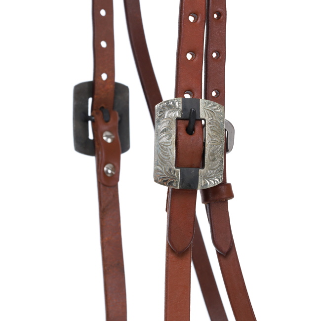 Showman Oiled Harness Leather Browband Headstall - Engraved Buckles #2