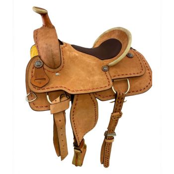 16" Roper Style Saddle with Leather Inlay Pencil Roll Seat