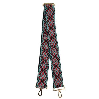 Embroidered Nylon Replacement Bag Strap - teal and red