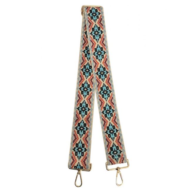 Embroidered Nylon Replacement Bag Strap - teal and peach