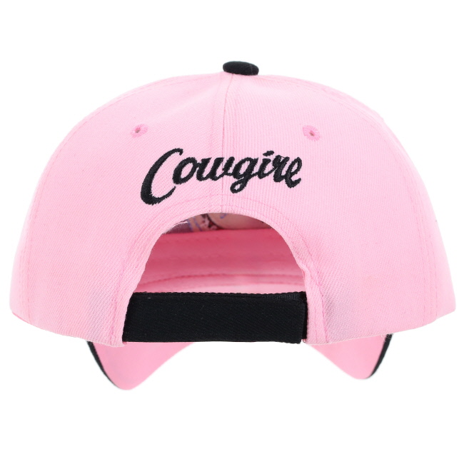 "Cowgirl" Embroidered Pink and Black Baseball Cap #4