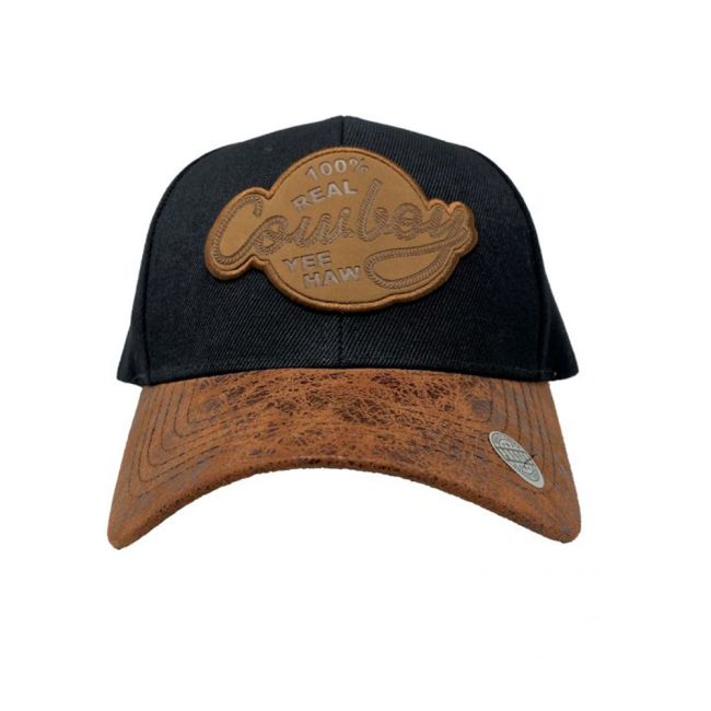 "100% Real Cowboy YEE HAW" Leather Patch Baseball Cap